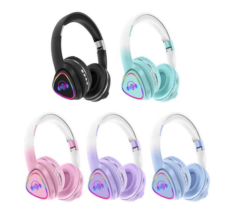 Навушники з підсвічуванням (C 64096) 5 кольорів, bluetooth, карта пам’яті, слот для AUX-кабелю, мікрофон, акум. 200 mAh