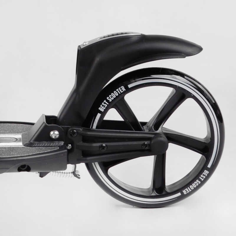 Самокат двухколесный "Best Scooter" L-36375 ФАРА, колеса PU 200мм, 2 амортизатора, зажим руля, ручной тормоз