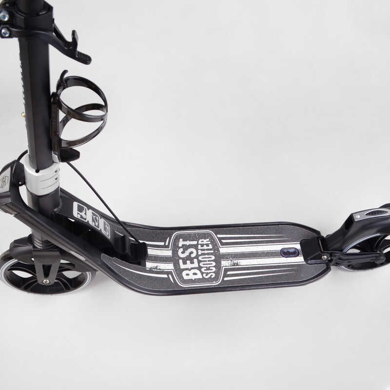 Самокат двухколесный "Best Scooter" L-36375 ФАРА, колеса PU 200мм, 2 амортизатора, зажим руля, ручной тормоз