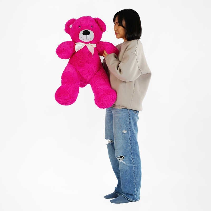 М`яка іграшка "Ведмедик" колір малиновий В40880 висота 1 м (1)