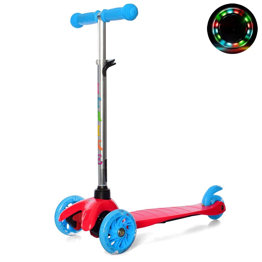 Трехколесный детский самокат (BB 3-013-4-CR) колеса полиуретановые светящиеся, руль регулируется