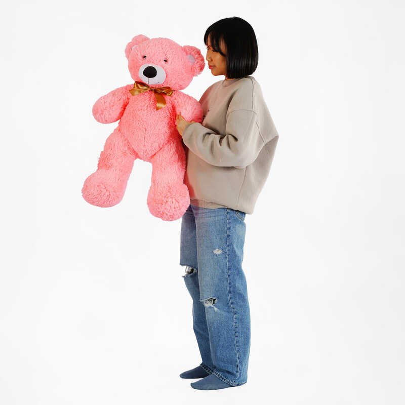 М`яка іграшка "Ведмедик" колір рожевий В22572 висота 1 м (1)