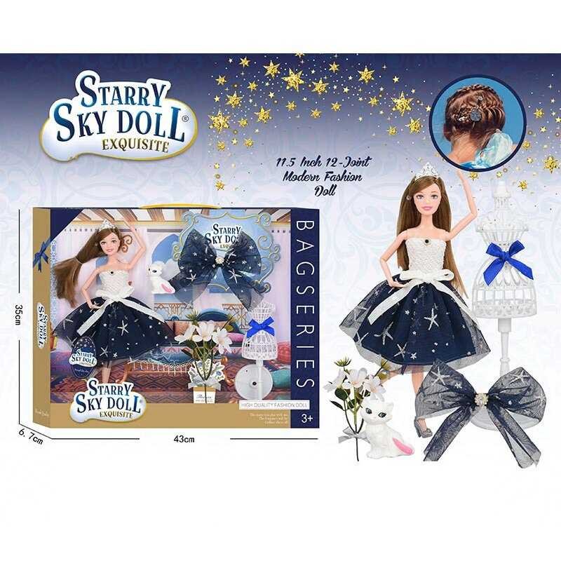 Лялька SK 032 D (24/2) висота 30 см, шарнірні суглоби, аксесуари, знімне взуття, манекен, штучні квіти, прикраса для волосся, в коробці