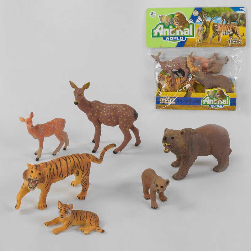 Набор диких животных 3Y 506001 A (60/2) “Родитель и малыш”, 6 животных, в пакете