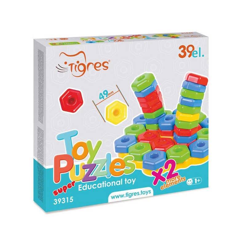 Развивающая игрушка "Игро-пазлы SUPER" 39315 (12) "Tigres", 39 элементов, в коробке