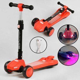 Самокат триколісний з парогенератором та підсвіткою (LT-12857) Best Scooter складне кермо, колеса PU