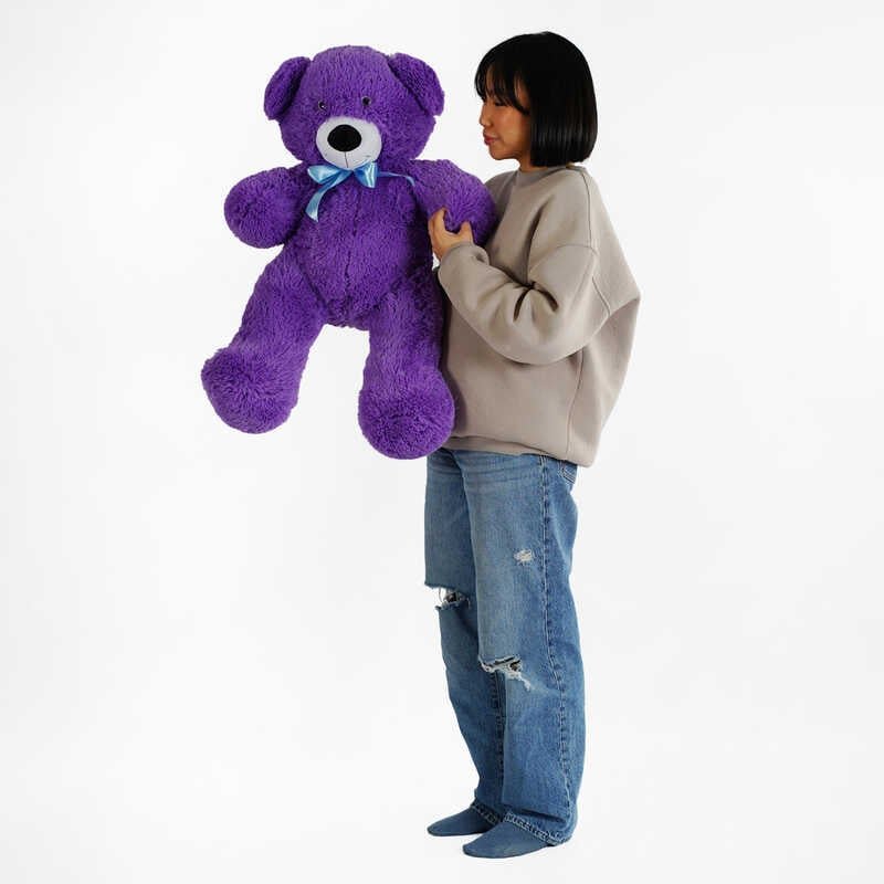 М`яка іграшка "Ведмедик" колір фіолетовий В96830 висота 1 м (1)
