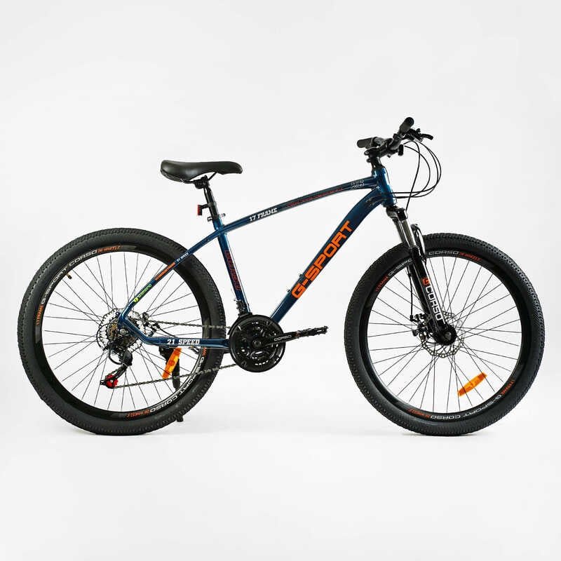 Велосипед Спортивный Corso «G-SPORT» 26" дюймов G-26168 (1) рама алюминиевая 17", оборудование Shimano 21 скорость, собран на 75