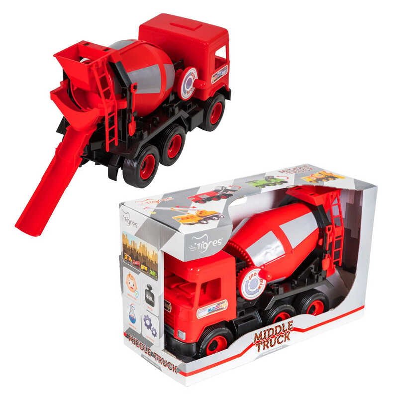 Авто бетонозмішувач "Middle truck" 39489 (червоний) в коробці "Tigres"