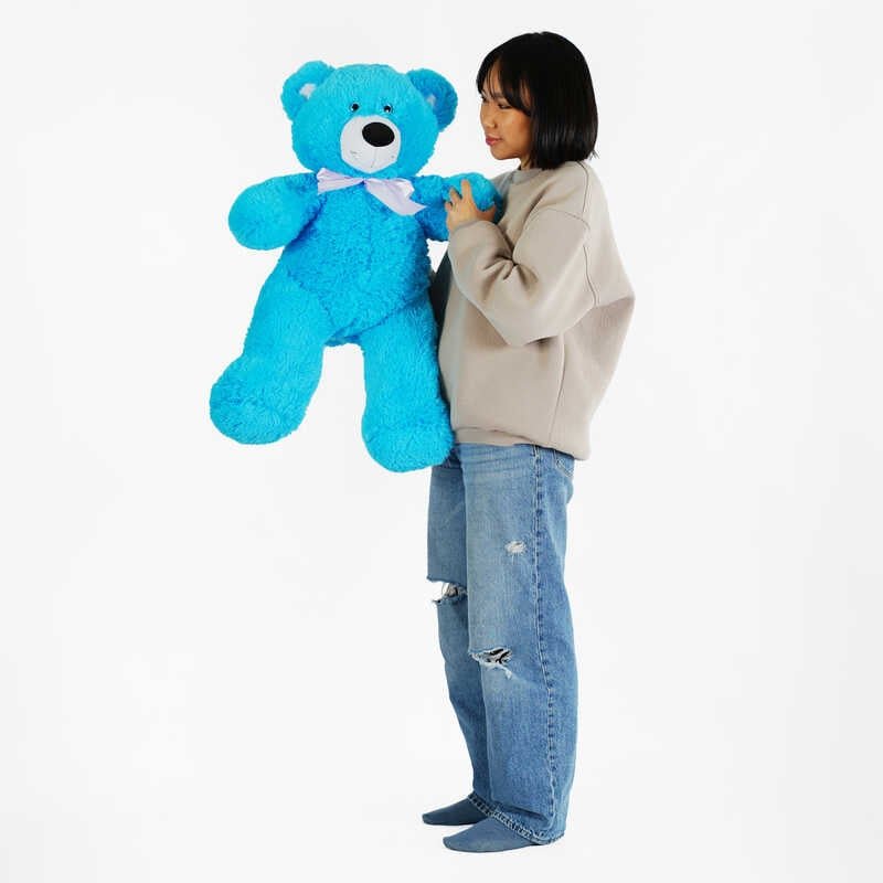М`яка іграшка "Ведмедик" колір яскраво-блакитний В97680 висота 1 м (1)