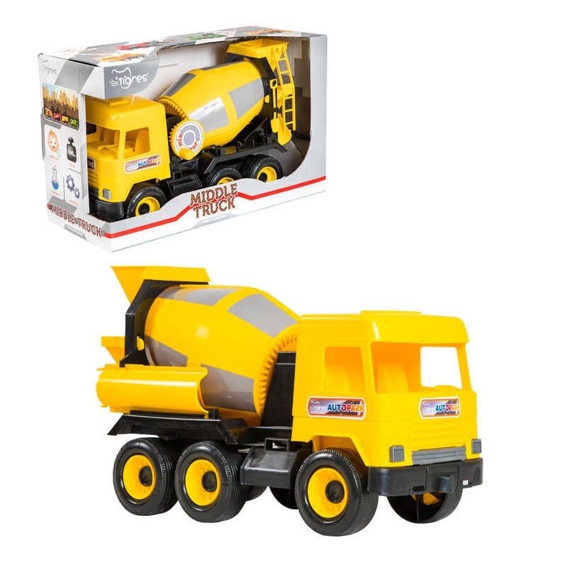 Машинка бетономешалки "Middle truck" 39493 (желтый) в коробке "Tigres"