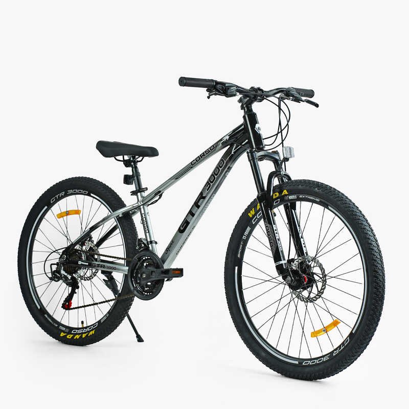 Велосипед Спортивный Corso «GTR-3000» 26" дюймов GTR-1708 (1) ГЛЯНЕЦ, рама алюминиевая 13", оборудование Shimano 21 скорость, собран на