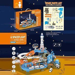Парковка ZX 006 A (12) "Космічна станція", трек, світло, мелодія, ОЗВУЧУВАННЯ АНГЛІЙСЬКОЮ, ракета, механічний ліфт, автоматичний підіймач, в коробці