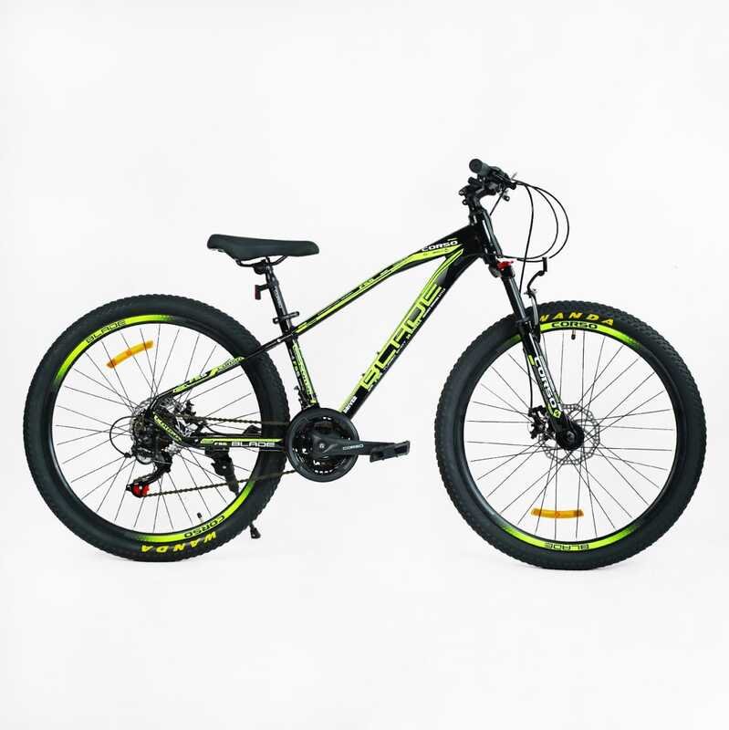 Велосипед Спортивний Corso «BLADE» 26" дюймів BD-26102-1 (1) рама алюмінієва 13``, обладнання Shimano 21 швидкість, ВИЛКА З ПЕРЕМИКАЧЕМ, зібран на 75