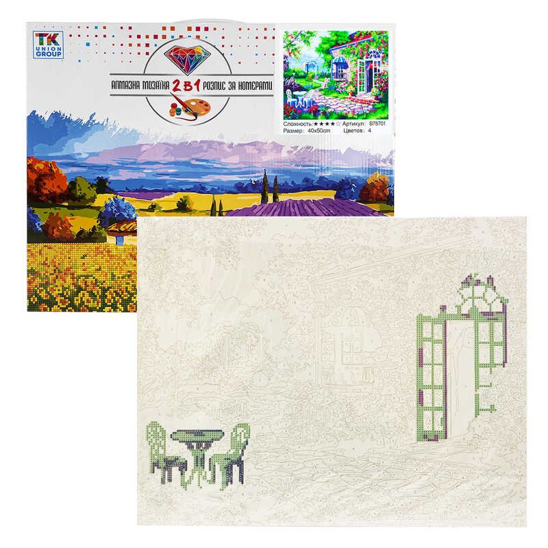 Картина по номерам + Алмазная мозаика B 78701 (30) "TK Group", 40х50 см, "Загородный домик", в коробке