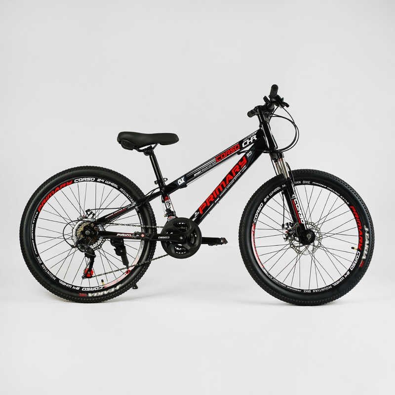 Велосипед Спортивний Corso «Primary» 24" дюймів PRM-24020 (1) рама сталева 11``, обладнання Saiguan 21 швидкість, зібран на 75