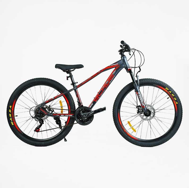 Велосипед Спортивний Corso «BLADE» 26" дюймів BD-26199-1/26200 (1) рама алюм.13``, обладнання Shimano 21 швидкість, ВИЛКА З ПЕРЕМИКАЧЕМ, зібран на 75