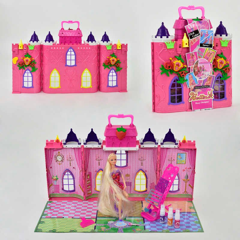 Будиночок з лялькою 68034 (18) лялька 30см, аксесуари для фарбування волосся, картонна рамка