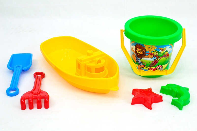 Пісочка "Кораблик" (12) С 2889 "Technok Toys" відерце, граблі, лопатка, 2 пасочки, фігурка, 40см, в сітці