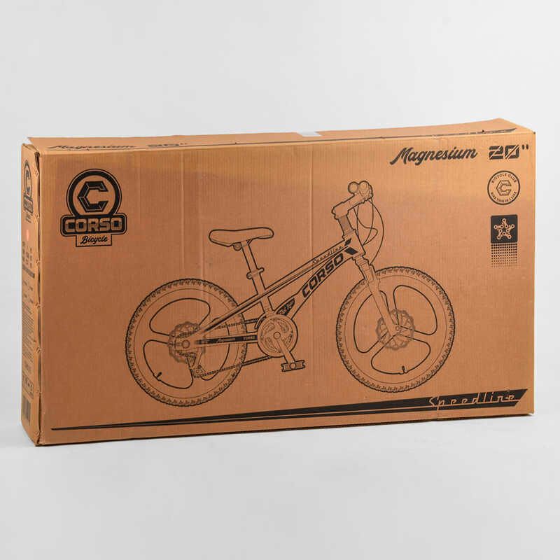 Детский спортивный велосипед 20’’ CORSO «Speedline» (MG-40017) магниевая рама, магниевые литые диски, Shimano Revoshift 7 скоростей, собран на 75%