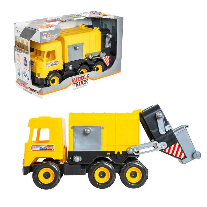 Авто сміттєвоз "Middle truck" 39492 (жовтий) в коробці "Tigres"