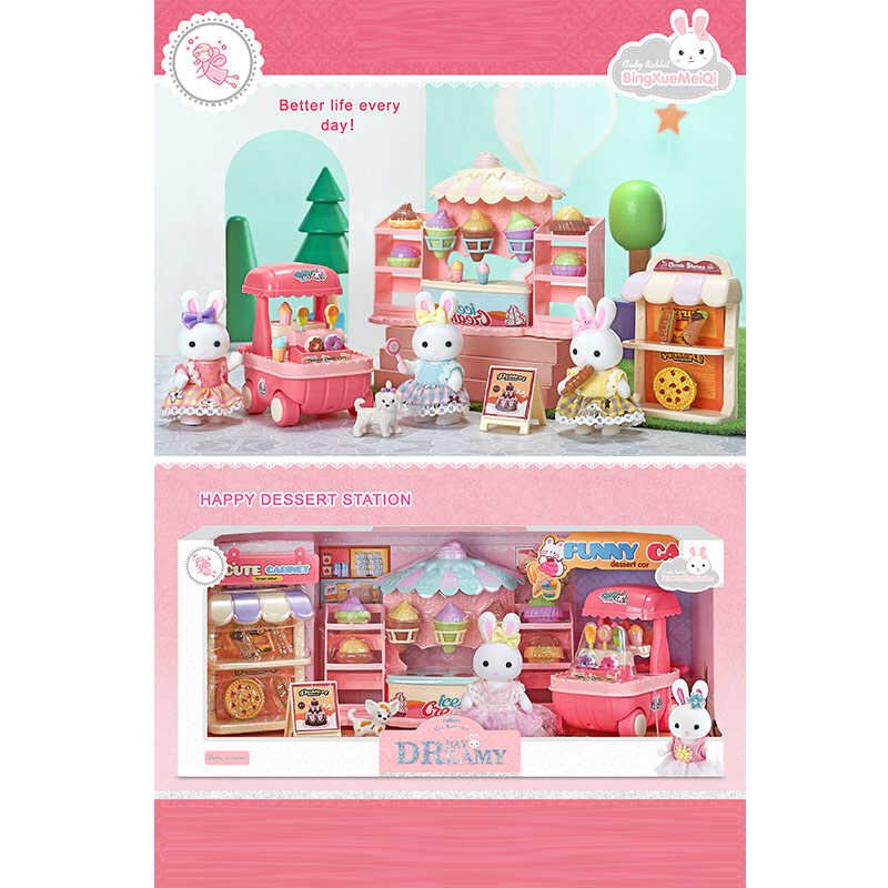 Игровой набор магазин (6692) флоксовая фигурка, стойка для продажи мороженого, аксессуары