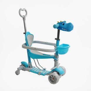 Самокат біговел з батьківською ручкою 5в1 (P-92401) Best Scooter, захисний бампер, колеса зі світлом