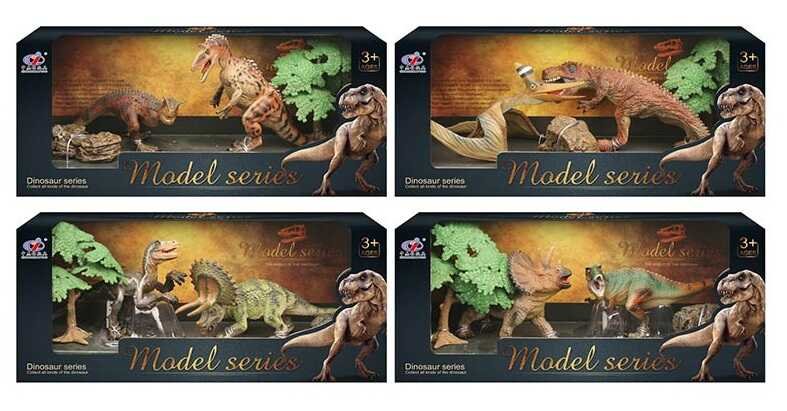 Набір динозаврів Q 9899 M 8 (48/2) 4 види, 4 елементи, 2 динозаври, 2 аксесуари, в коробці