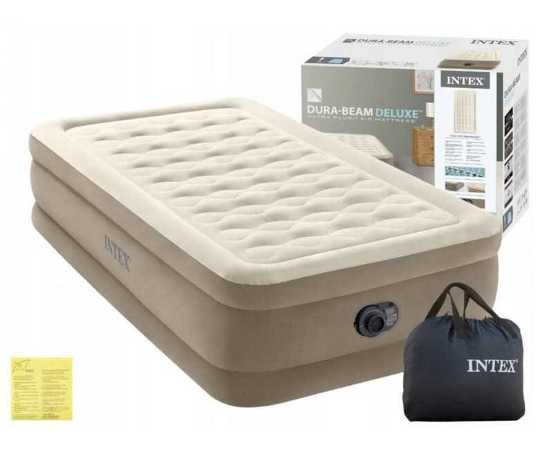 Надувний матрац ліжко з вбудованим електронасосом Intex Велюровий (64426 ND) 191x99x46см, ULTRA PLUSH