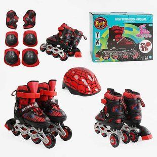Ролики 12405-S размер 28-31 (6) колеса PVC, стелька 17 - 19 см, ПЕРЕДНЕЕ КОЛЕСО СВЕТ, d &ndash; 6.5 см, шлем - 21х17 см, защита, в коробке