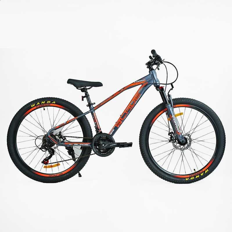 Велосипед Спортивный Corso «BLADE» 26" дюймов BD-26670-1 (1) рама алюминиевая 13", оборудование Shimano 21 скорость, ВИЛКА С ПЕРЕМИКАТЕЛЕМ, собран на 75