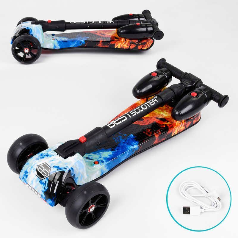 Трехколесный самокат с турбиной и музыкой "Best Scooter" MAXI" (83237) складной алюминиевый руль