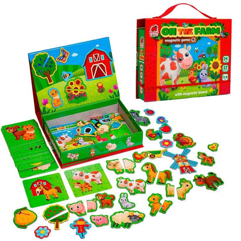 Magnetic game "Farm" RK2140-02 (6) "Vladi Toys", 24 картки, 57 магнітів, в коробці