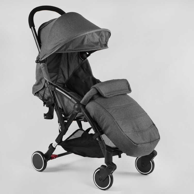 Коляска прогулянкова дитяча (W 3215) "JOY" СІРИЙ, футкавер, знімний бампер, сумка-чохол