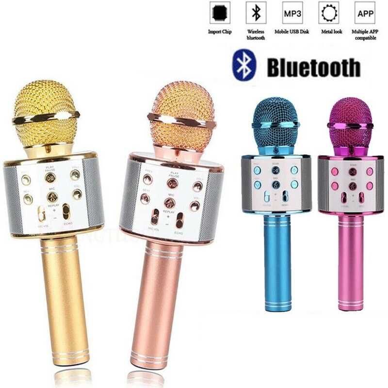 Беспроводной микрофон С 48340 (50) 4 цвета, караоке, bluetooth, USB, колонка, в коробке