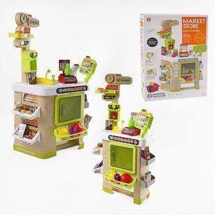 Игрушечный супермаркет на 67 элементов со звуком и подсветкой (922-200) кассовый аппарат, сканер, весы, купюры, продукты