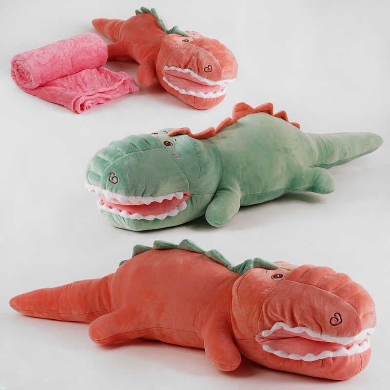 М'яка іграшка М 13946 (50) "Динозаврик", 2 кольори, розмір одеяла 178х100см, висота іграшки 15см