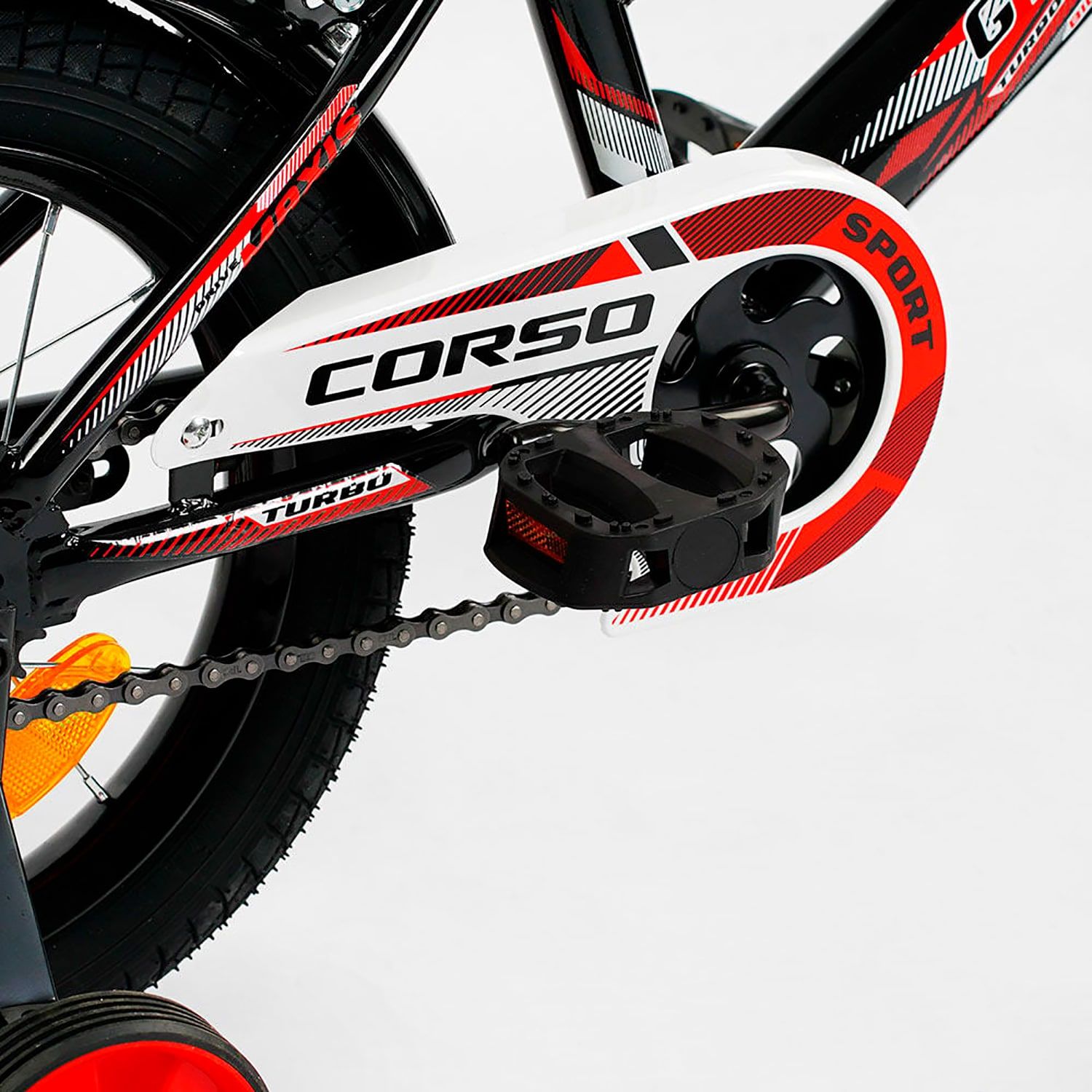 Велосипед двухколесный колеса 14" дюймов "CORSO" MAXIS (CL - 14613) ручной тормоз, колокольчик, сиденье с ручкой, доп.