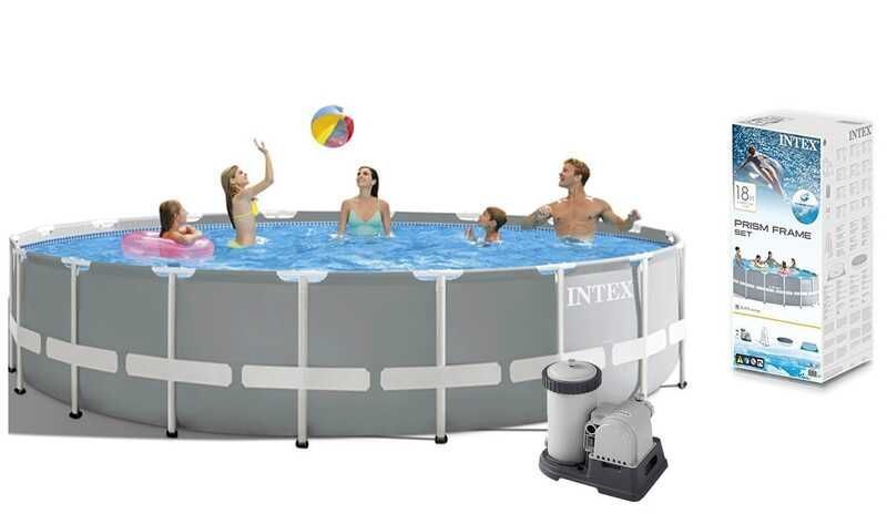 Басейн каркасний Intex 549-122 см (26732 NP) насос 220V, 5687 л/год, об'єм води - 24311л, сходи, тент, підстилка