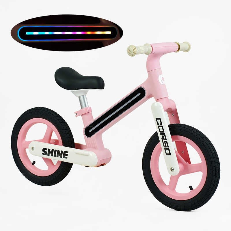 Велобіг «Corso Shine» JT-10059 (1) нейлонова рама зі світлом, нейлонова вилка, надувні колеса 12’’, в коробці