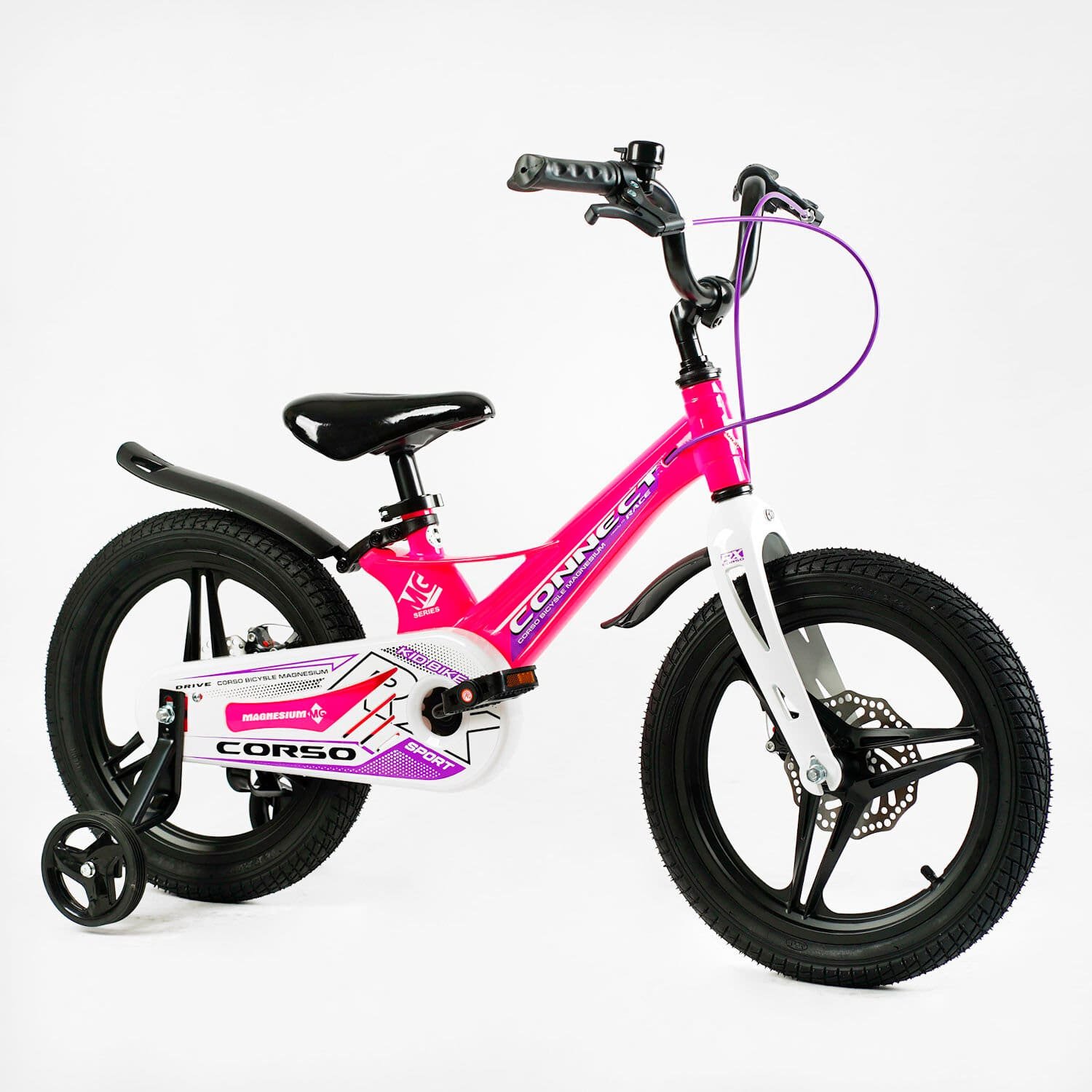 Велосипед двоколісний 16" дюймів з литими дисками та магнієвой рамой Corso «CONNECT» (MG-16117) дискові гальма, зібраний на 75%