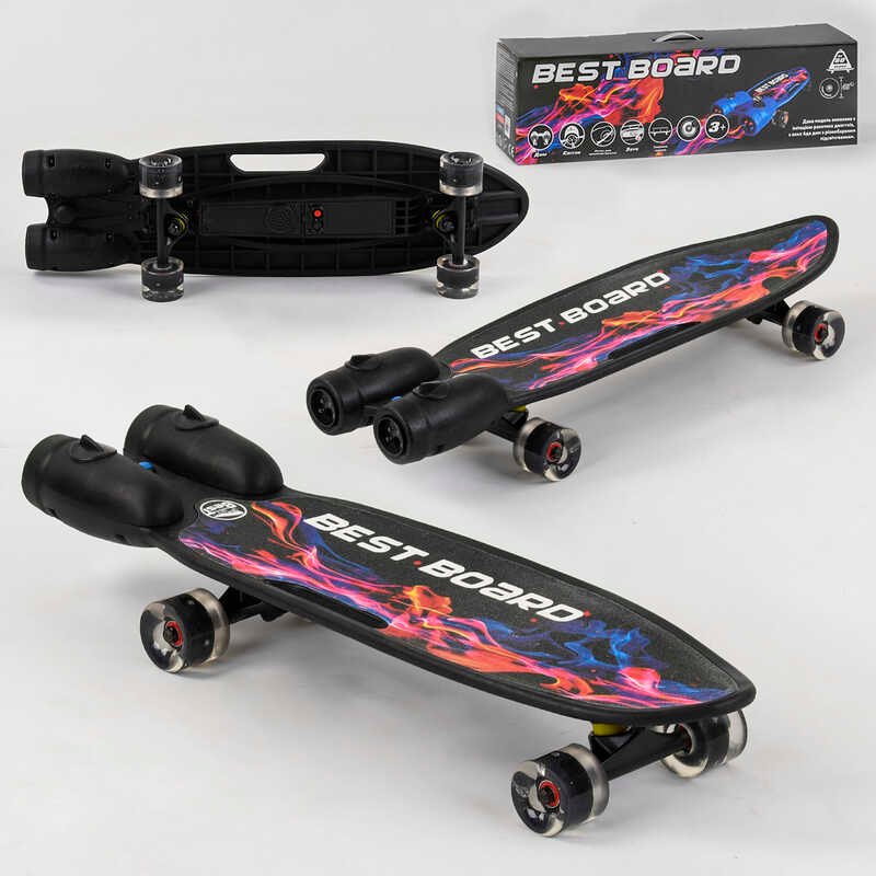 Скейтборд S-00501 Best Board с музыкой и дымом, USB зарядка, аккумуляторные батарейки, колеса PU со светом 60х45мм